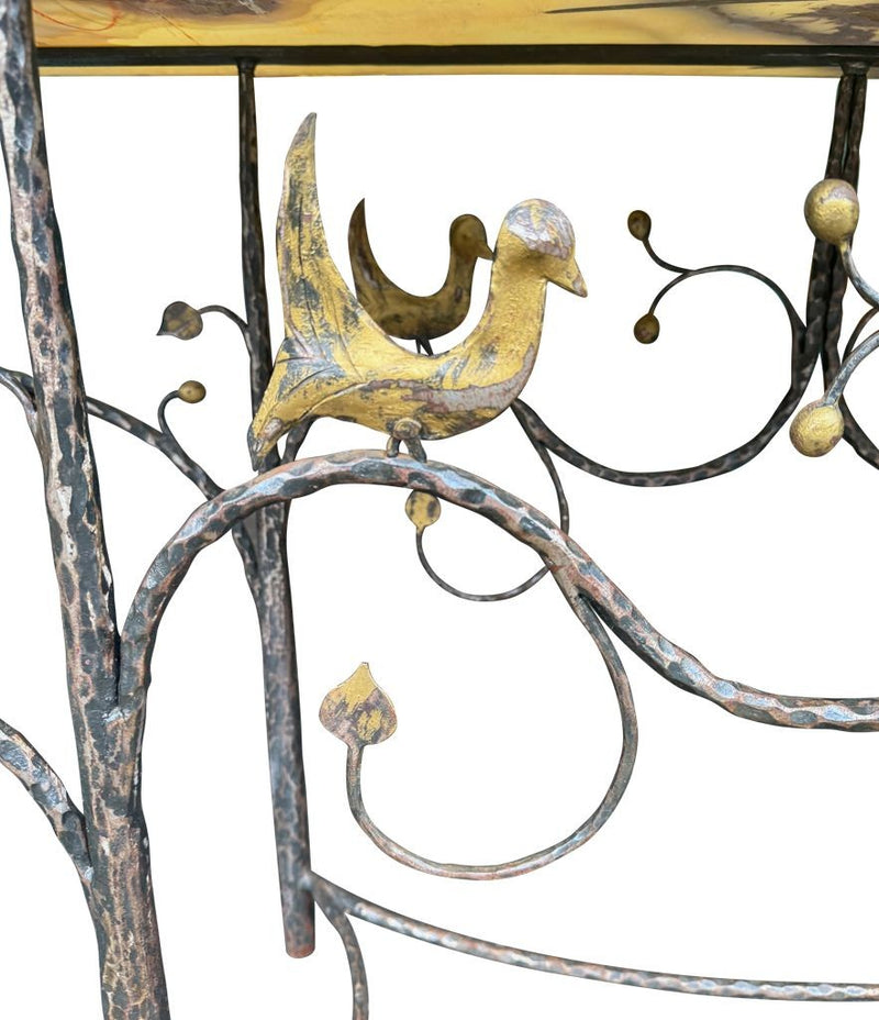Mid Century console table wrought iron with solid marble top - Mid Century Furniture