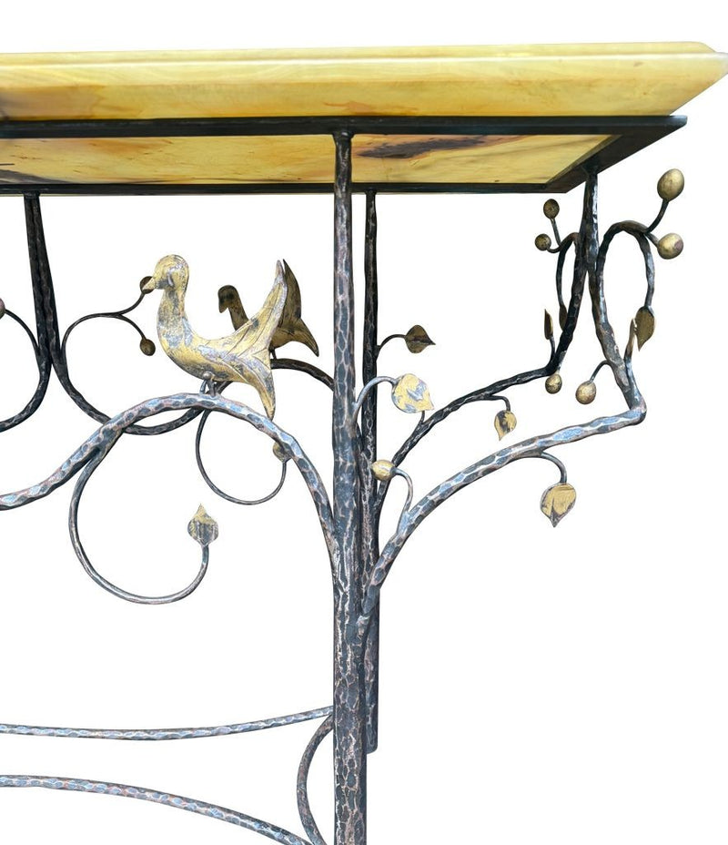 Mid Century console table wrought iron with solid marble top - Mid Century Furniture