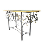 Mid Century console table wrought iron with solid marble top - Mid Century Furniture