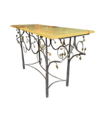 Mid Century console table wrought iron with solid marble top - Mid Century Furniture