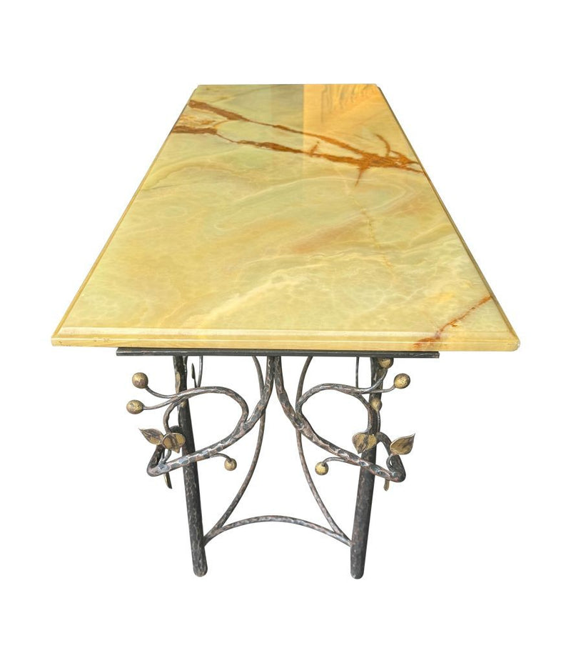 Mid Century console table wrought iron with solid marble top - Mid Century Furniture