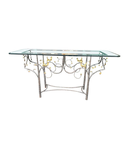Mid Century console table wrought iron with solid marble top - Mid Century Furniture