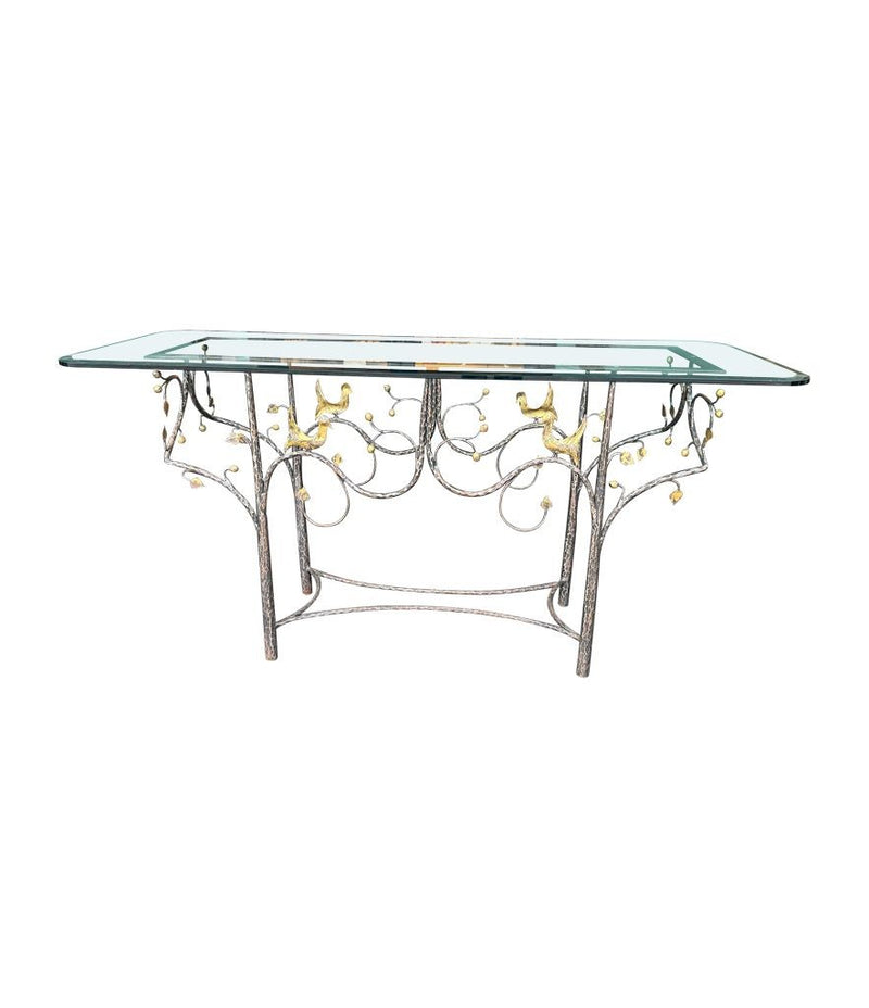 Mid Century console table wrought iron with solid marble top - Mid Century Furniture