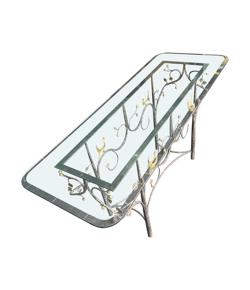 Mid Century console table wrought iron with solid marble top - Mid Century Furniture