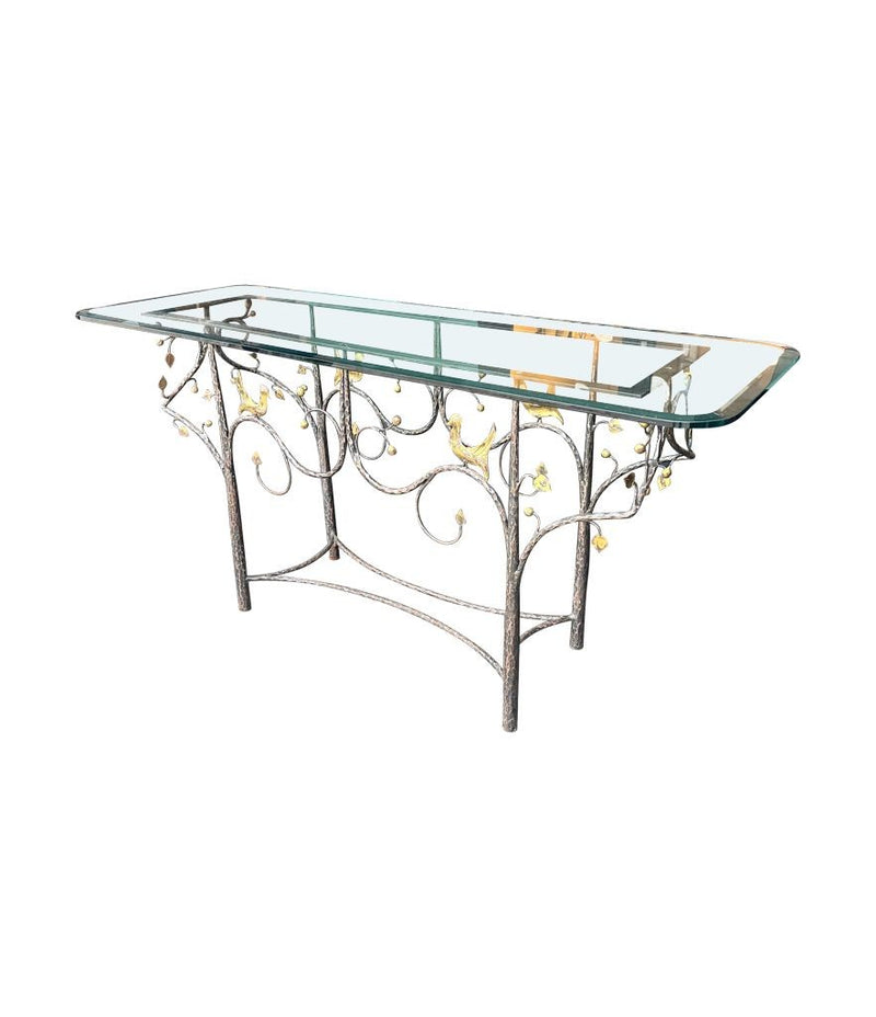 Mid Century console table wrought iron with solid marble top - Mid Century Furniture