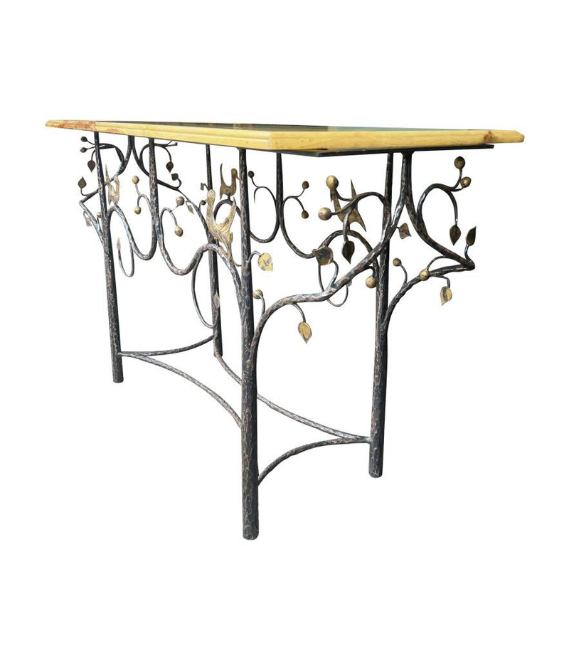 Mid Century console table wrought iron with solid marble top - Mid Century Furniture