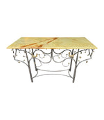 Mid Century console table wrought iron with solid marble top - Mid Century Furniture