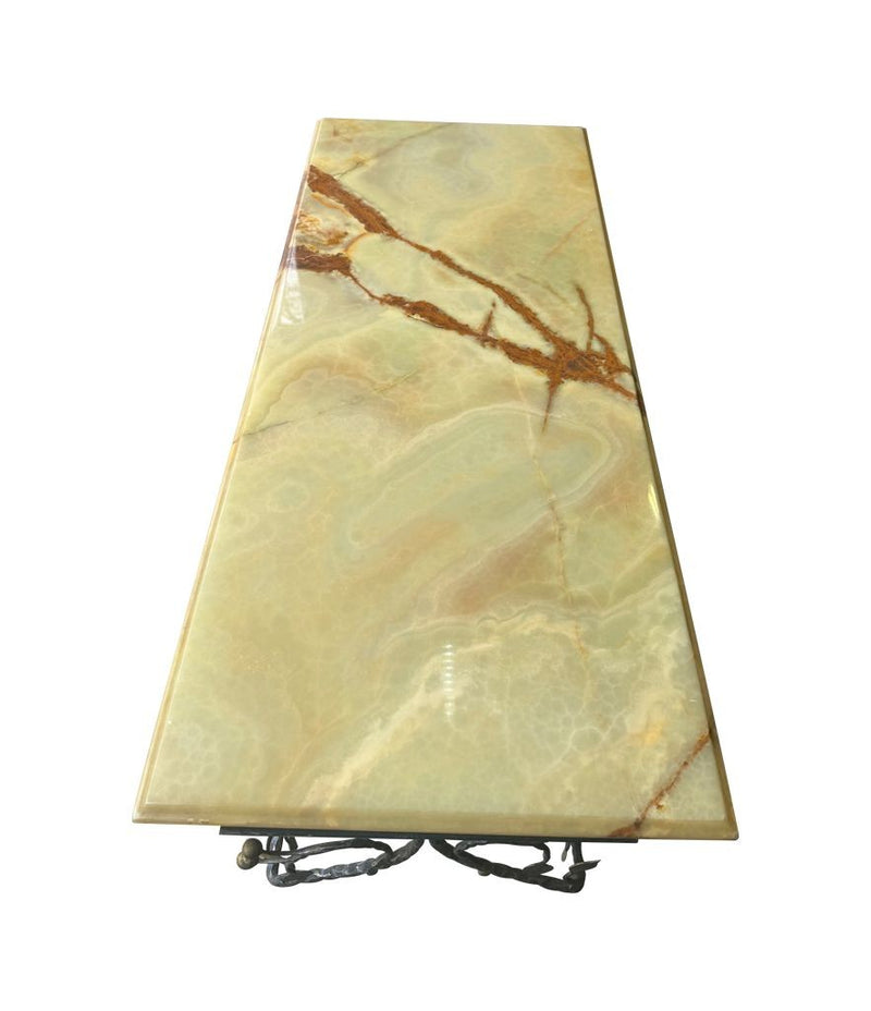 Mid Century console table wrought iron with solid marble top - Mid Century Furniture