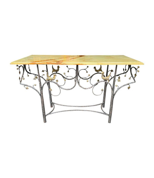 Mid Century console table wrought iron with solid marble top - Mid Century Furniture