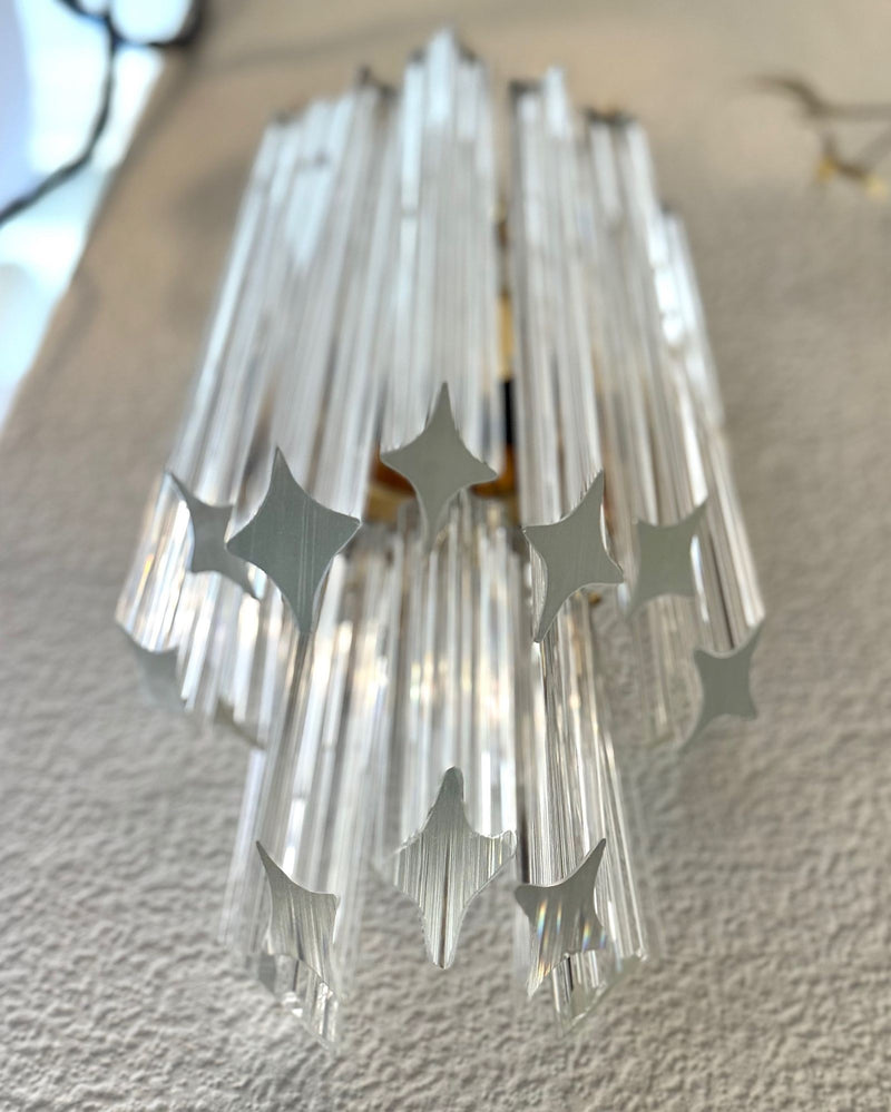 Mid century wall sconces Murano glass and brass Novorasi Quadriedri - Mid century lighting