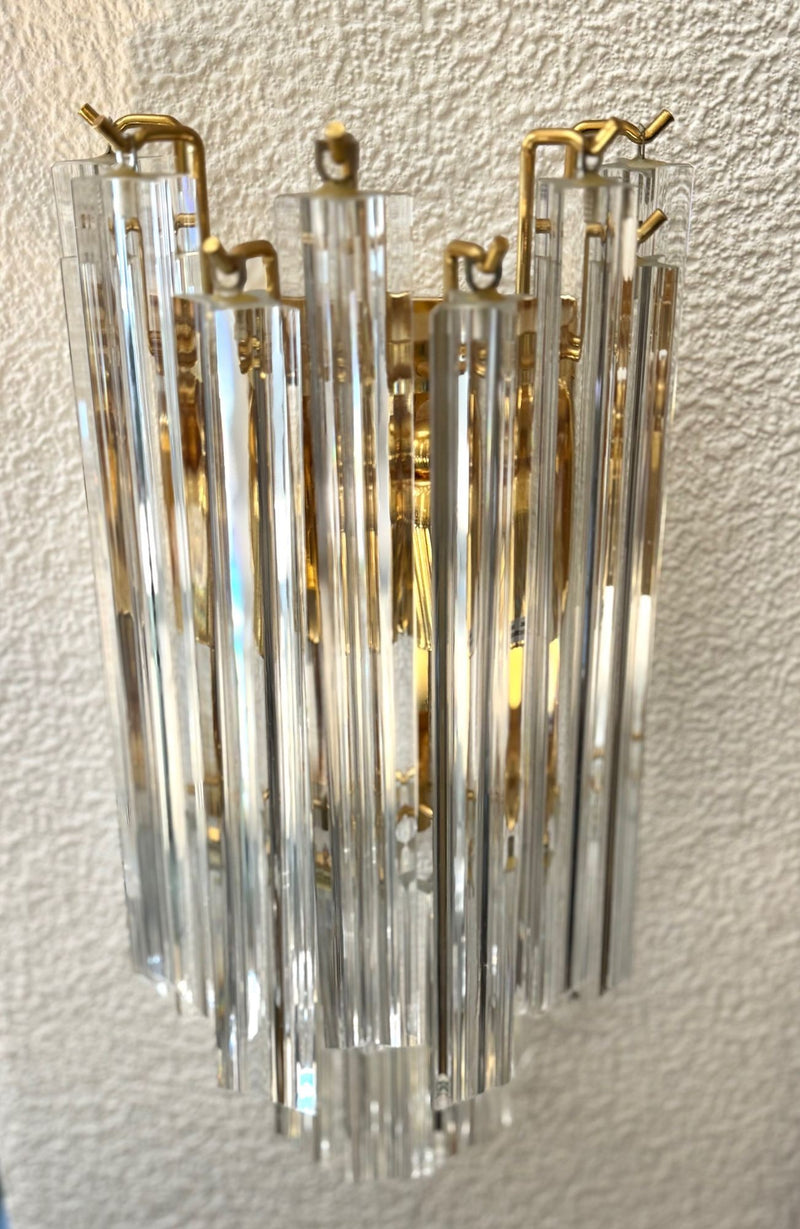 Mid century wall sconces Murano glass and brass Novorasi Quadriedri - Mid century lighting