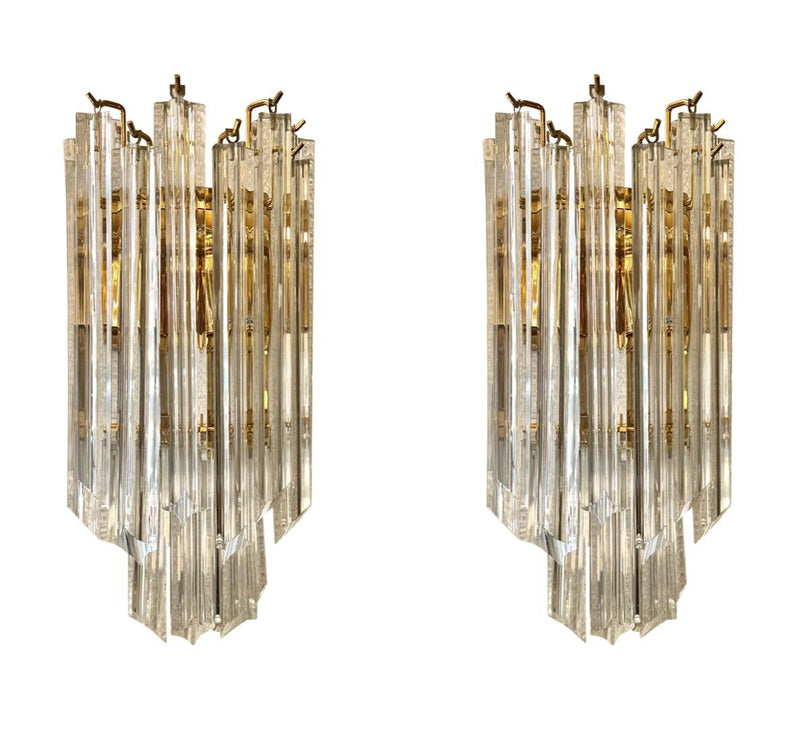 Mid century wall sconces Murano glass and brass Novorasi Quadriedri - Mid century lighting