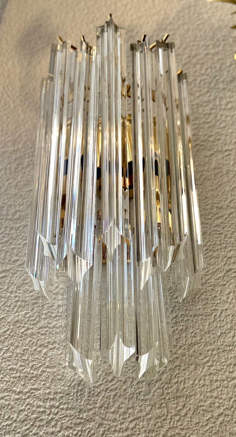 Mid century wall sconces Murano glass and brass Novorasi Quadriedri - Mid century lighting