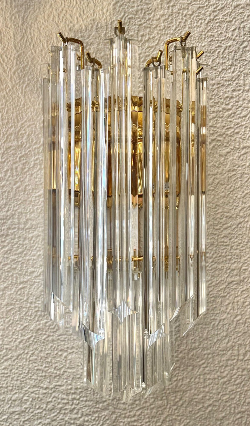 Mid century wall sconces Murano glass and brass Novorasi Quadriedri - Mid century lighting
