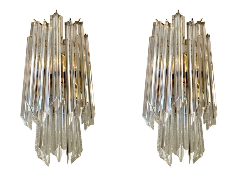Mid century wall sconces Murano glass and brass Novorasi Quadriedri - Mid century lighting
