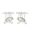 A pair of 1950s gilt wrought iron French side tables, with glass shelves