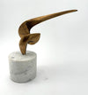 An Italian midcentury abstract 1960s bronze sculpture mounted on a circular Carrara marble base.