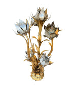 A wonderful 1960s Italian gilt metal flower lamp with seven lights in the flowers