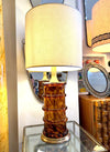 A wonderful large Italian 1970s faux tortoiseshell Murano glass and brass lamp