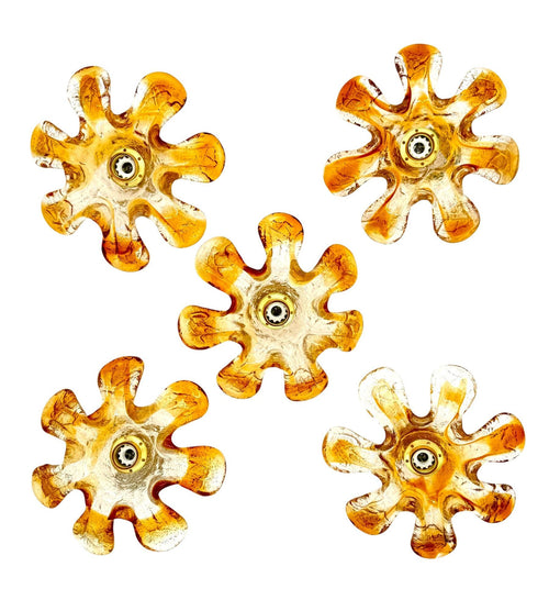 Five Italian 1970s Murano glass flower wall scones by Mazzega