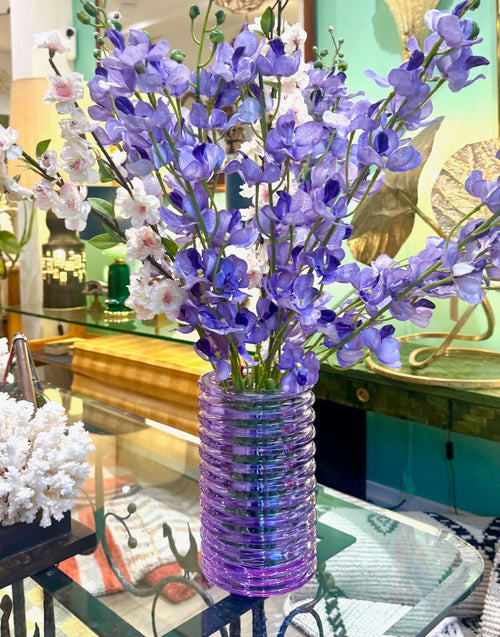 A Murano glass pink ribbed vase “Onda” by Sergio Asti for Amolfo di Cambio