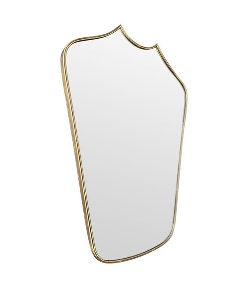 An orignal unusual 1950s Italian brass framed mirror, with beaded detailing