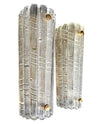 A large pair of Swedish 1960s Orrefors glass and brass wall sconces by Carl Fagerlund