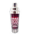 A 1950s French silver plated and ruby cut glass cocktail shaker