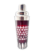 A 1950s French silver plated and ruby cut glass cocktail shaker