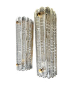 A large quality pair of 1950s Orrefors glass and brass wall sconces by Carl Fagerlund