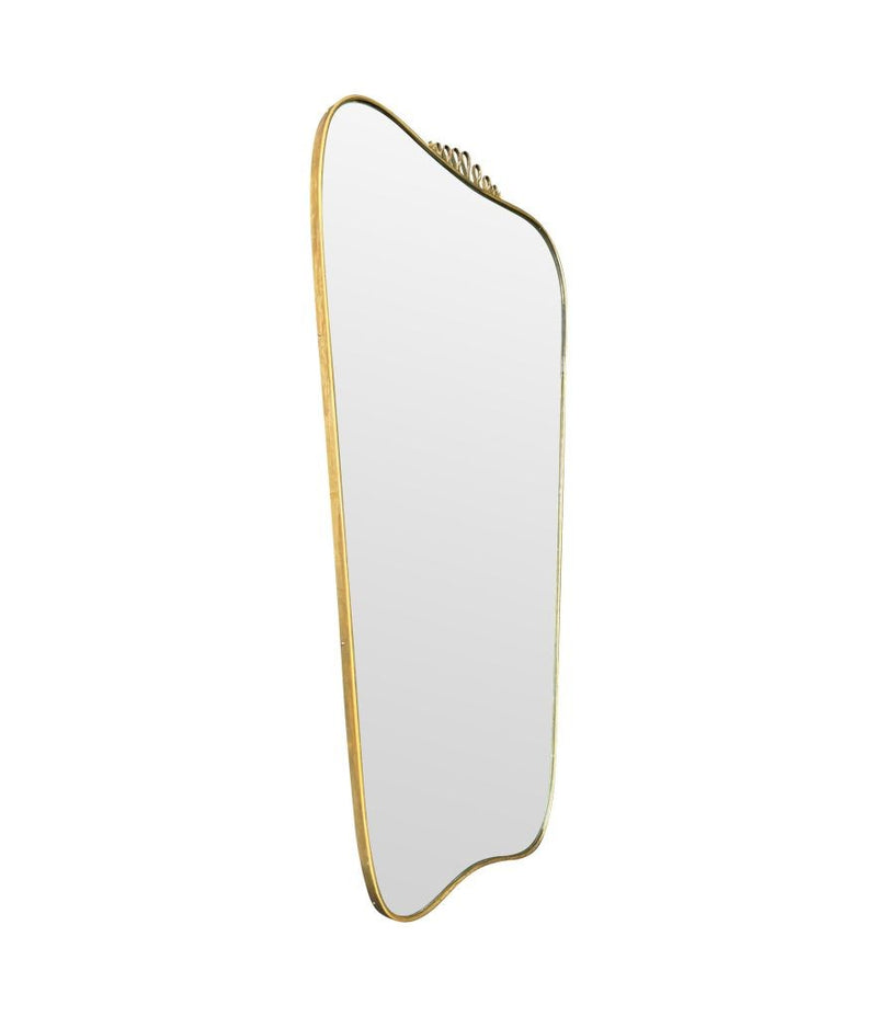 A lovely shaped large original 1950s brass framed mirror in the style of Gio Ponti