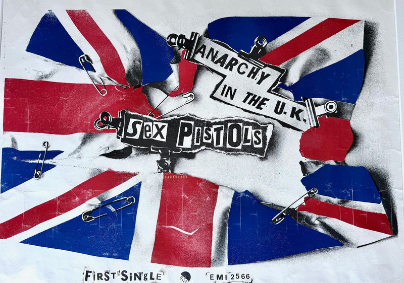 An orignal 1976 Sex Pistols promotional poster for their first single " Anarchy in the UK"