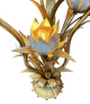 A wonderful 1960s Italian gilt metal flower lamp with seven lights in the flowers