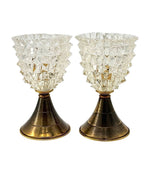 A pair of 1950s Barovier & Toso rostata glass and brass lamps