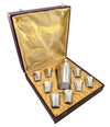 A 1930s Silver plated Art deco cocktail set with silver plated cocktail shaker and eight silver plated shot glasses