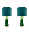 A pair of large large dark and light green Murano opaline lamps by Cenedese