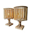 A pair of French 1960s bamboo lamps by Louis Sognot with orignal bamboo shades