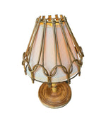 A 1960s bamboo lamp by Louis Sognot with orignal bamboo and linen shade