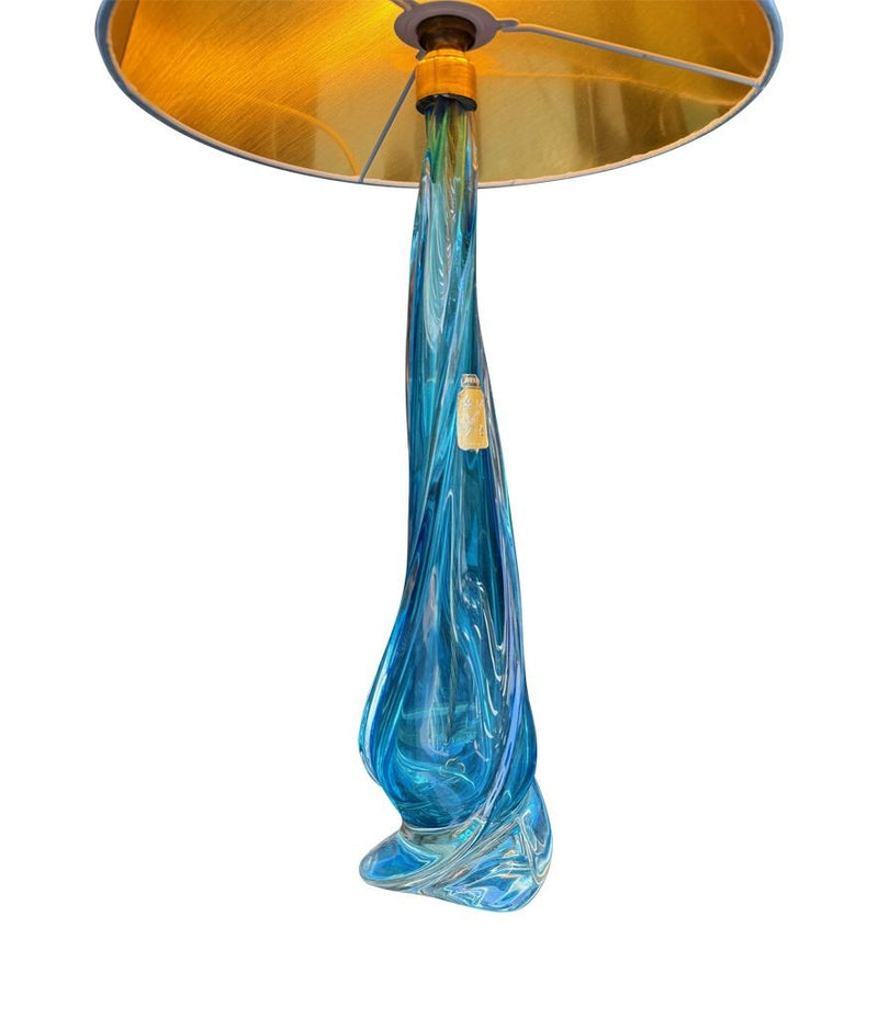 A large Murano turquoise glass lamp by Chambord Et Toso