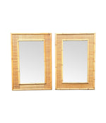 A pair of large Italian 1970s bamboo and woven rattan mirrors by Dal Vera