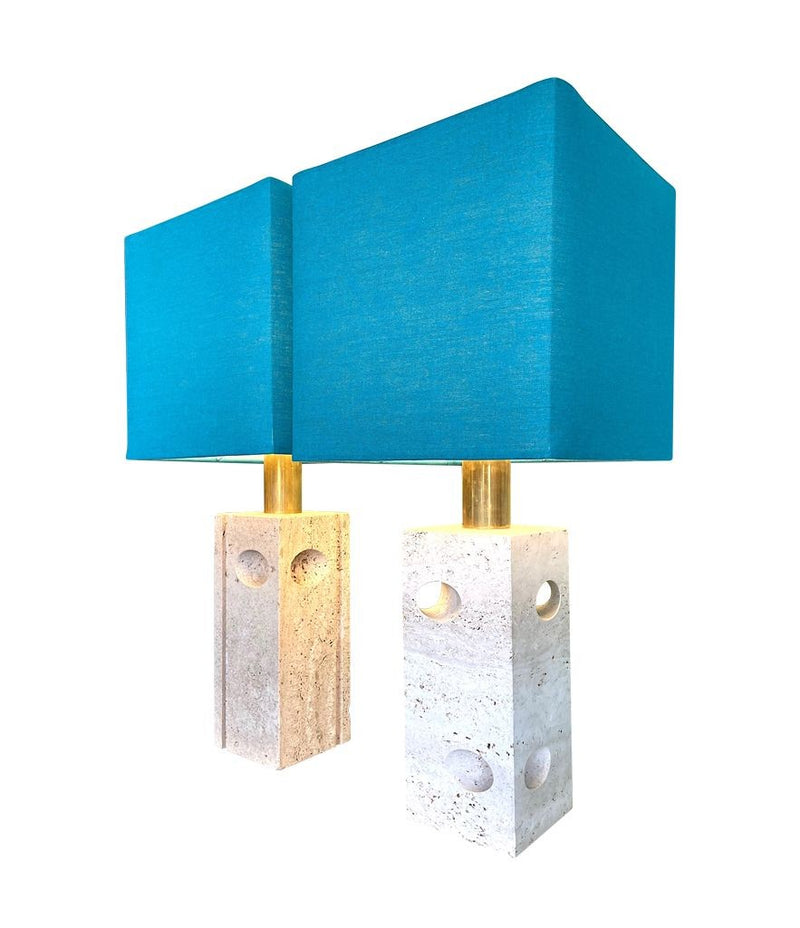 A pair of Italian Mid Century travertine lamps by Fratelli Mannelli - Mid Century Lamps - Mid Century Lighting