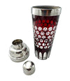 A 1950s French silver plated and ruby cut glass cocktail shaker