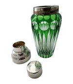 A wonderful Wilhelm Wolff 1940s crystal and silver plated cocktail shaker and ice bucket