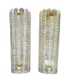 A large quality pair of 1950s Orrefors glass and brass wall sconces by Carl Fagerlund