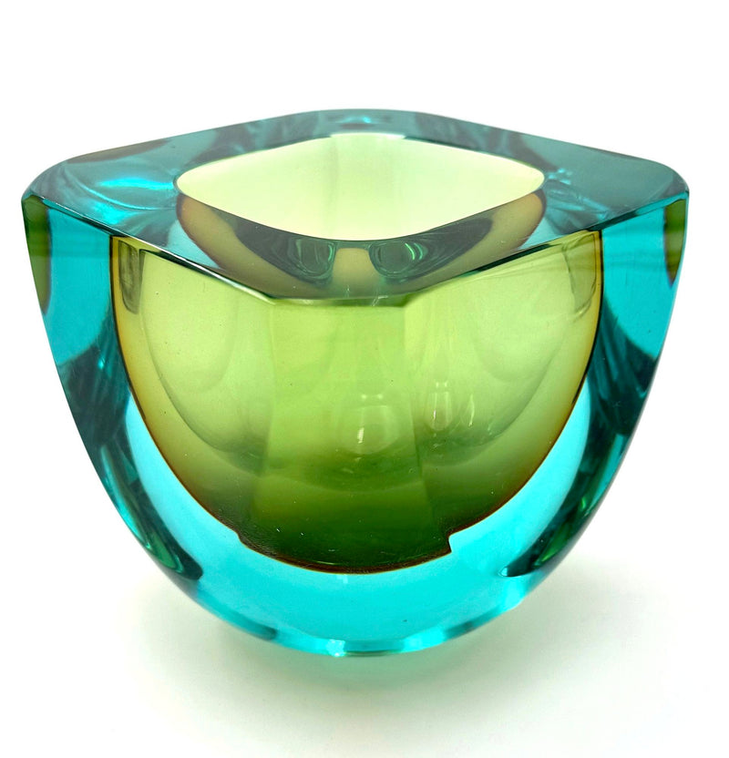 A wonderful large 1960s Sommerso turquoise and green Murano glass bowl by Seguso