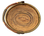 An Italian 1970s woven bamboo and brass bowl in the style of Gabriella Crespi