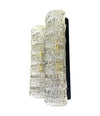 A pair of 1960s clear geometric textured glass wall lights