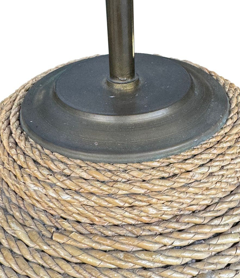 A pair of 1950s large Italian Riviera woven rope lamps with bronze fittings