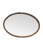 A large oval Italian 1970s twisted rattan and brass mirror in the style of Gabriella Crespi