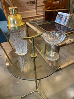 A pair of 1960s Maison Baques brass faux bamboo martini tables with smoked glass top